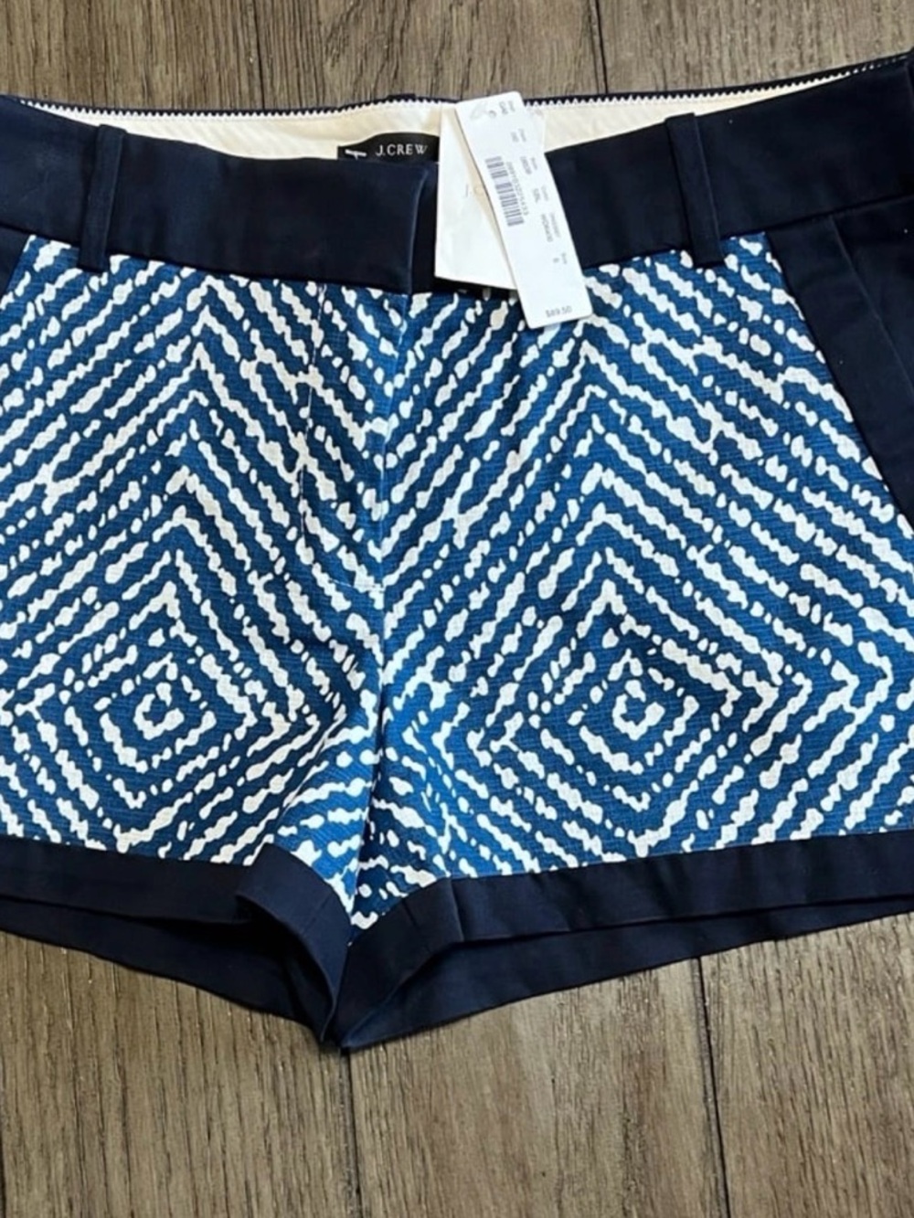 J. Crew Navy and White Geometric High-Waist Women’s Shorts